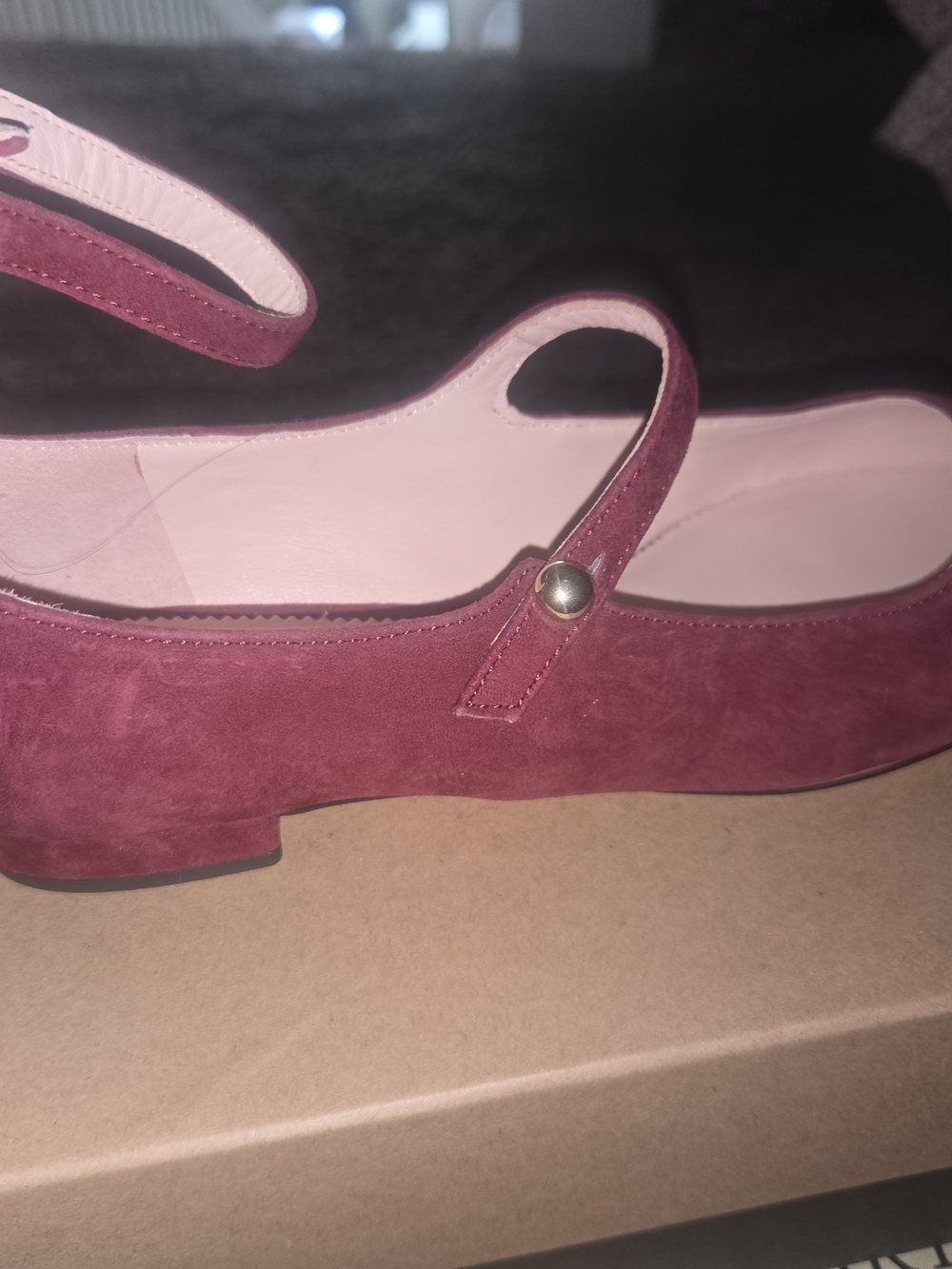 J. Crew Berry Suede Mary Jane Flats